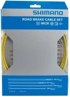 Shimano Rem Kabelset Race Sil-Tec Coating -Fietskleding en -uitrusting shimano road brake kabelset geel
