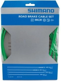 Shimano Rem Kabelset Race Sil-Tec Coating -Fietskleding en -uitrusting shimano road brake kabelset groen