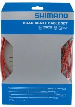 Shimano Rem Kabelset Race Sil-Tec Coating -Fietskleding en -uitrusting shimano road brake kabelset rood